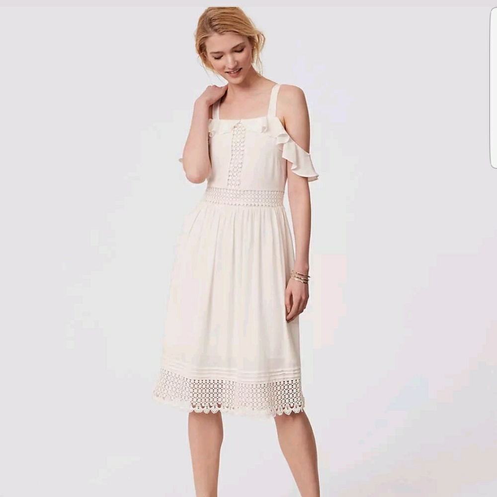 ANN TAYLOR LOFT COLD SHOULDER VILLA BOHO DRESS